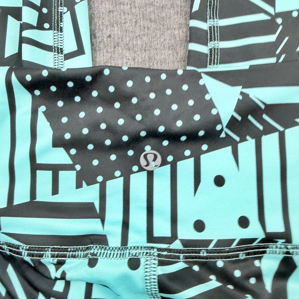 Lululemon Wunder Under‎ High-Rise Size 8 Leggings Teal Black Geometric Print 25" - Picture 5 of 8